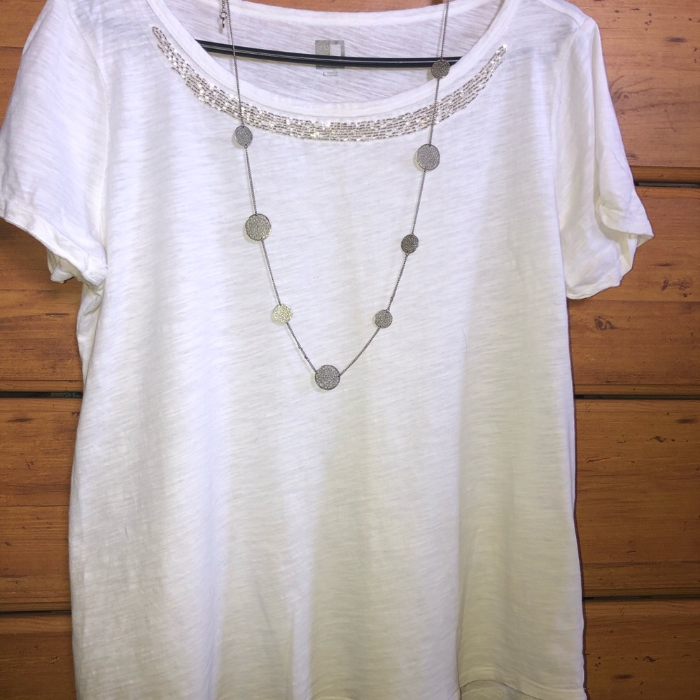 Embellished white T